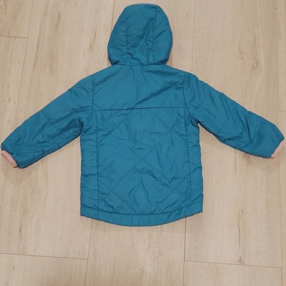 Kathmandu Kids Puffer Jacket Size 2 Primaloft Hood Lightweight Blue Aqua Pink - Picture 2 of 10